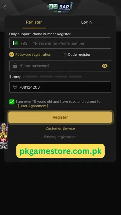 92BAR Game registraion and login