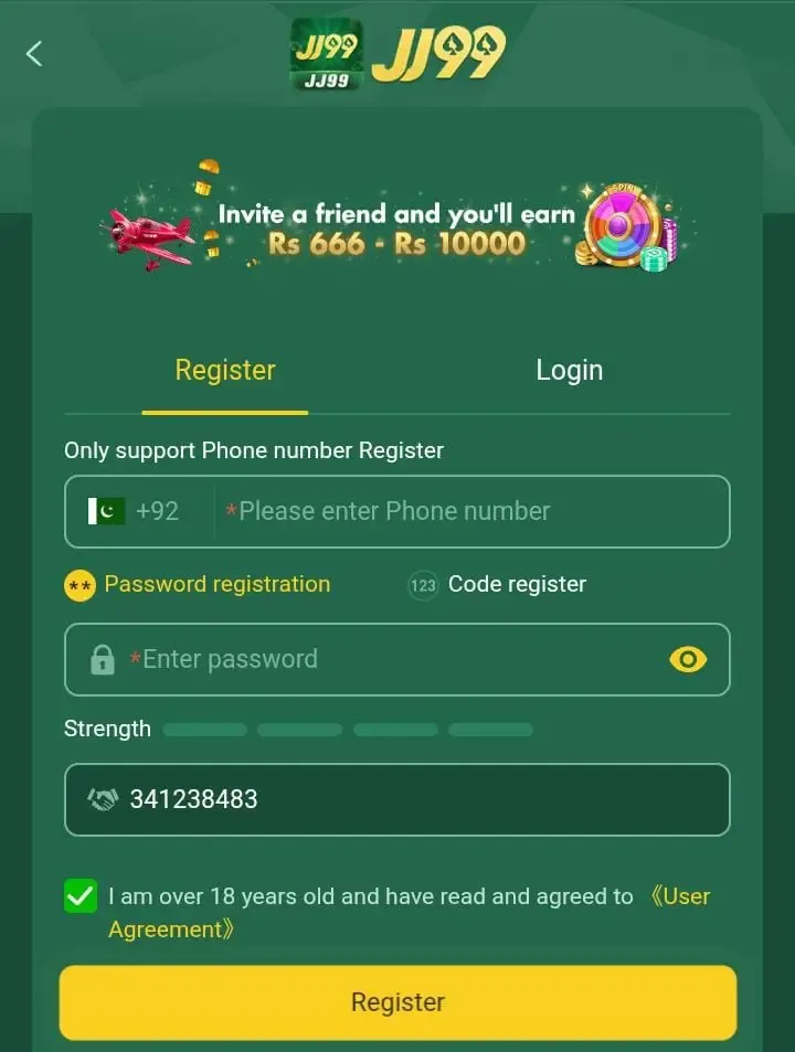 JJ99 Game register